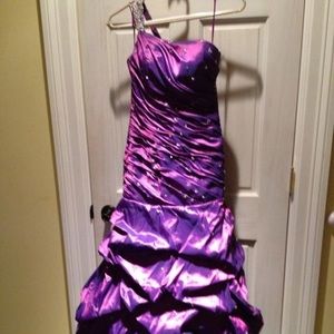 Purple Fit and Flare Prom Dress
